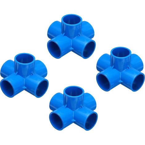Pack de 4 Raccord PVC Conduit Coude Tuyau 32mm 5-Voies Coude Bleu (1/5)