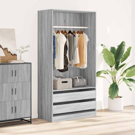 Garde-robe Meuble de Rangement - Style Contemporain Sonoma gris 100x50x200 cm Bois d'ingénierie BV879989 - BonneVie (1/5)