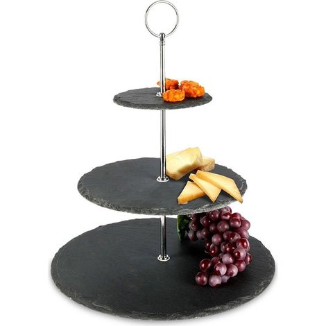 Vassoio in pietra a 3 livelli per biscotti, torte, frutta, snack (1/5)