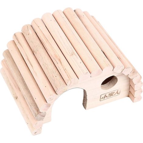 Maison en bois pour hamster, mignonne et en forme d'arche, chaude, sûre et robuste, idéale pour les cochons d'Inde, les hamsters et les gerbilles. (1/3)