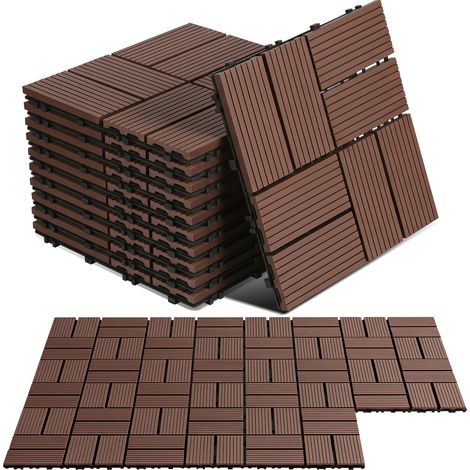 Wolketon WPC Terrassenfliesen 30x30 cm Rotbraun 33 Stück 3 m² Klickfliesen Garten Balkon (1/5)