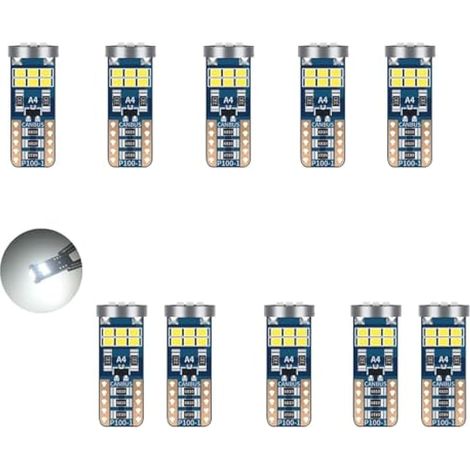 194 ampoules LED 6500K (blanc), sans erreur CANBUS, T10 W5W 501 168 2825 18SMD super lumineuses 12V, pour plafonnier intérieur, carte, coffre, courtoisie, plaque d'immatriculation (10 pièces) (1/4)