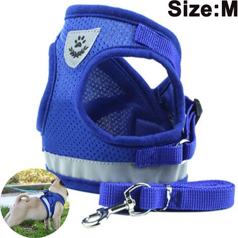 Ensemble harnais et laisse pour chiens et chats, harnais rembourré en maille douce, harnais de poitrine réfléchissant, réglable et respirant pour la marche, la course et l'entraînement. (1/4)