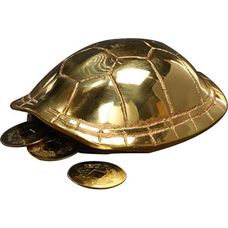 Set Objet Spirituel et de Divination Bouddhiste en Cuivre Carapace de Tortue Décoration de Bureau Bureau pour Réunion Familiale (1/5)