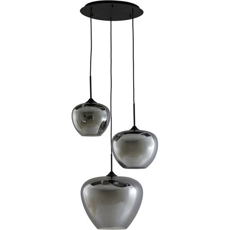 Light & Living - hängeleuchte - Mayson - schwarz - glas rauchglas