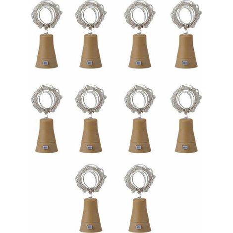 Lumière Solaire Pour Bouteille De Vin - 10 Pièces - 20 Led Intégrées - Pour Décoration Extérieure Et Intérieure - Avec Bouchon En Liège (1/5)