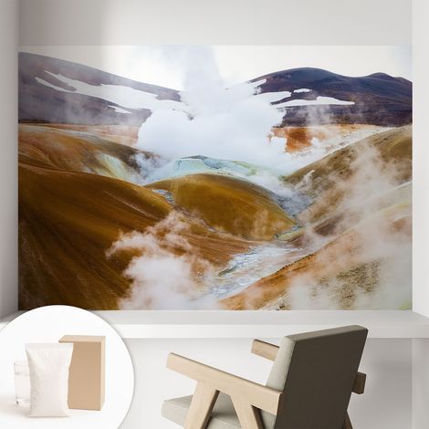 Papier peint intissé décoratif pour salon chambre et cuisine Facile à poser avec colle Collines volcaniques 104x70 cm (1/5)