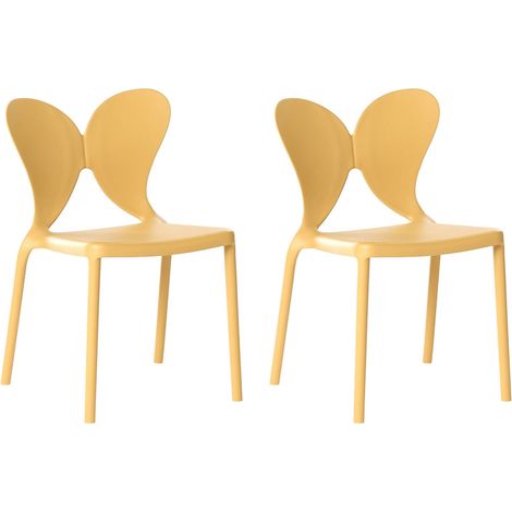 Set di 2 sedie da giardino in plastica Materiale sintetico Schienale a farfalla Giallo Larissa