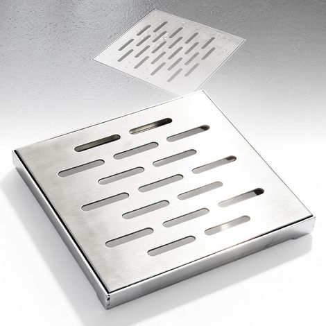 Siphon De Sol en Acier Inoxydable avec Cadre,20×20×2cm Grille D'évacuation d'eau De Pluie,Grille De Drainage Extérieur pour Jardins,Terrasses,Cours,Espaces Extérieurs Et Espaces Publics (1/5)