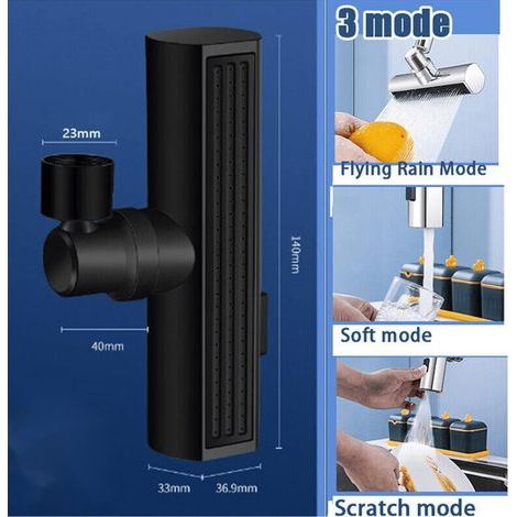 Faucet Extender - Three-speed Rotatable Spout - Pressurized Kitchen Sink Adapter - Brass and ABS Construction - 1 Unit
