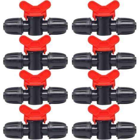 10 Pièces Vanne Commutation d'Irrigation, Irrigation Pipe Valve Switch, Robinet Jardin en Plastique PE, Robinet Barbelé Double Mâle, pour L'irrigation des Pelouses de Jardin, pour 16mm Tuyaudengyank (1/5)