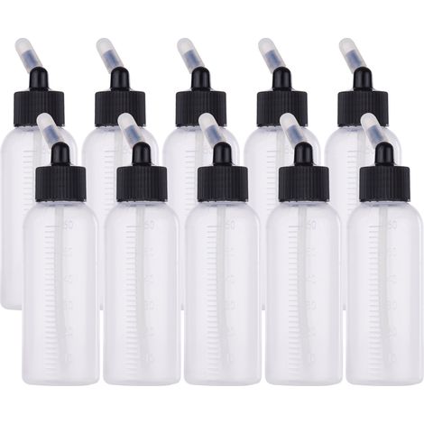 Lot de 10 flacons de peinture aérographe de 65 ml, double alimentation par siphon, avec 4 entonnoirs, graduations et bouchons en caoutchouc. Compatible avec les aérographes Iwata, Badger et Paasche Ma (1/2)