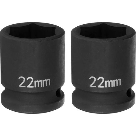 2Pcs Douille à Choc 6 Points 22mm Douille Métrique 1/2" Entraînement Carré 1.5" (38mm) Long Douilles Hexagonales pour Écrous d'Axe de Broche en Acier Cr-Mo Phosphaté, Noir (1/5)