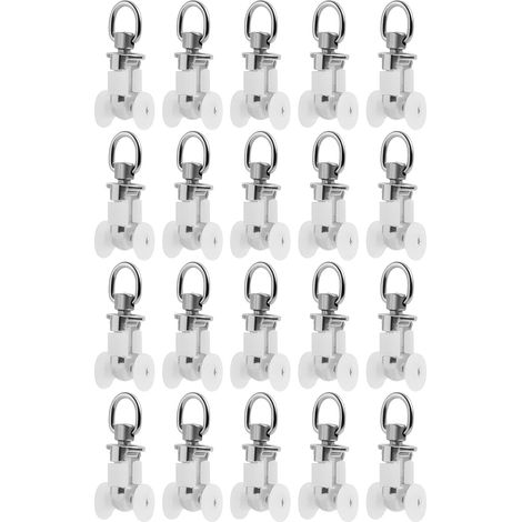 20 Pièces Rouleaux pour Rails de Rideaux en Métal, Accessoires de Glissement pour Voies de Rideau, Poulies pour Rails de Rideaux, Adaptés pour Salons, Chambres et Salles de Bain