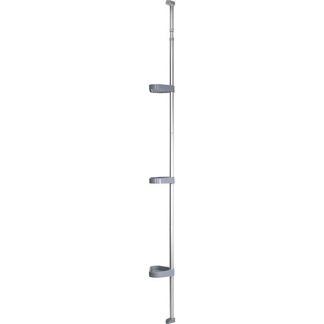 Croydex Telescopic Triple Corner Storage Basket Shower Caddy, Chrome Grey