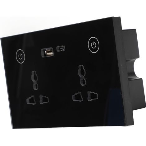Prise murale intelligente WiFi 2,4 GHz avec interrupteur tactile, commande vocale, ports de charge USB et USB-C, compatible Google Home (95-250 V). (1/5)