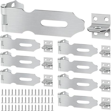 Lot de 8 loquets à agrafe 85 mm, petit verrou 201 en acier inoxydable, serrure à agrafes avec 48 vis, serrure de sécurité pour petites boîtes, armoires, boîtes à outils (1/5)