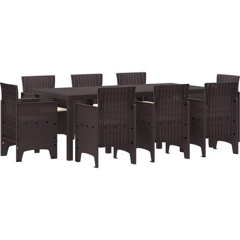 Garten Essgruppe 9 pcs Braun Polypropylen