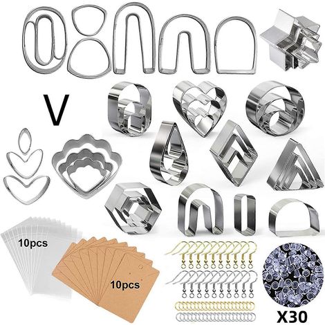 Kit de 139 emporte-pièces en acier inoxydable pour création de bijoux, boucles d'oreilles et argile (1/4)
