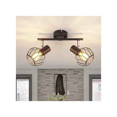 GBLY LED Deckenlampe 1 Flammig Deckenstrahler 350° Schwenkbar E14 Metall Deckenleuchte Schwarz Flurlampe Deckenspot für Flur Küche Schlafzimmer ohne Leuchtmittel (1/5)