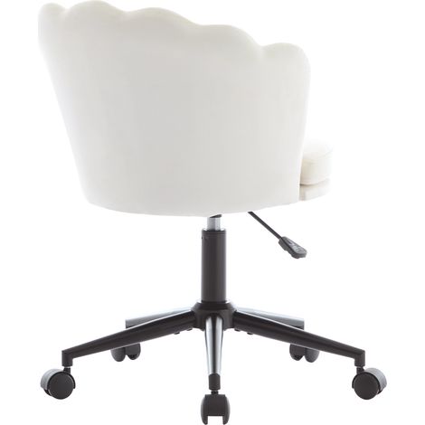 Sedia ufficio girevole in velluto beige, altezza regolabile, con cuscino lombare (1/5)