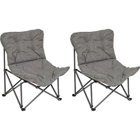 Lot de 2 Fauteuils de Camping "Pliable" 90cm Anthracite (1/4)