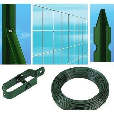 Recinzione Completa Eco 25mt Lineari Rete Metallica Zincata (Rete h125 cm) (Maglia:mm50X75) con Paletti Plastificati Posti nel Terreno (1/2)
