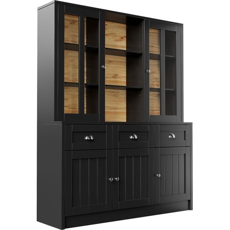Credenza alta nera in MDF e acrilico 140 x 38,5 x 175 cm MODENUIT (1/5)