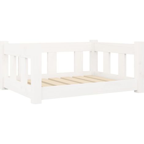 Lit pour chien Blanc 65,5x50,5x28 cm Bois de pin solide