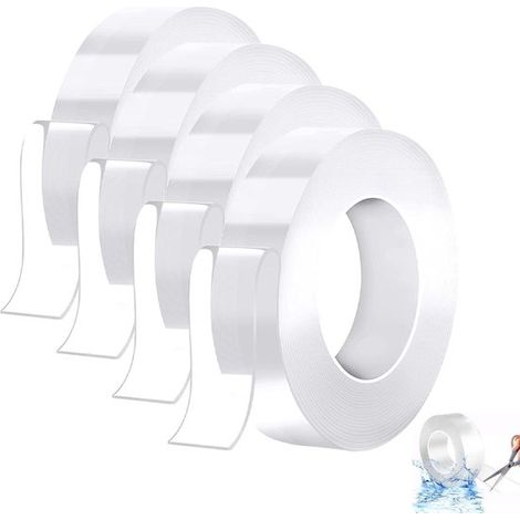 Rotoli di nastro adesivo nano, nastro adesivo nano biadesivo, nastro adesivo, nastro biadesivo, nastro di montaggio, 3 metri, trasparente, larghezza 2 cm, lavabile (1/5)