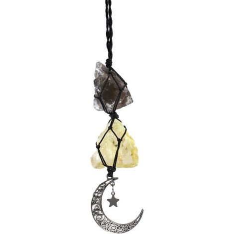 Ornement suspendu bohème pour voiture – Quartz fumé et citrine – Lune suspendue, décoration pour rétroviseur (1/5)