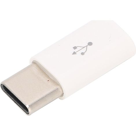 USB-C-auf-Micro-USB-Adapter, Schnellladefähig, Sofortverbindung, Weißes ABS (1/5)