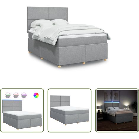 Matelas à ressorts ensachés - Sommier à lattes de lit avec matelas Gris clair 140x190cm Tissu (1/5)