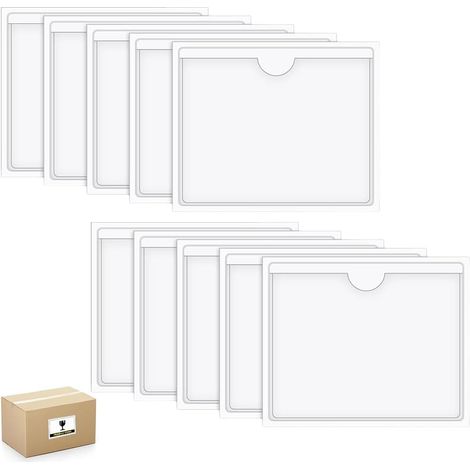 10 Pièces 10x8cm Transparent porte vignette assurance auto transparent-pochette adhesive pare brise pour carte handicapé/ticket de stationnement (1/5)