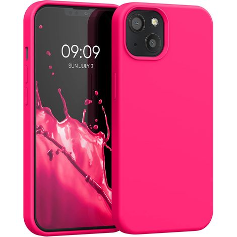 Housse Compatible avec Apple iPhone 13 Coque - Housse de téléphone Protection Souple en TPU Silicone - Rose Fluo (1/5)