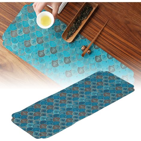 Sets de table brodés en maille style chinois pour service à thé, pour la maison ou le salon de thé, bleu violacé (1/5)