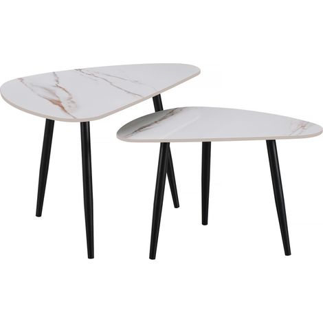 2er-Set Couchtische aus Keramik "Terra" - 49 x 79 x 56 cm - Weiß (1/3)