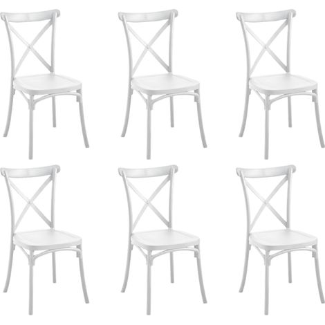 Set 6 Sedie Design Impilabile Moderne per Cucina Pranzo Ufficio Bianco