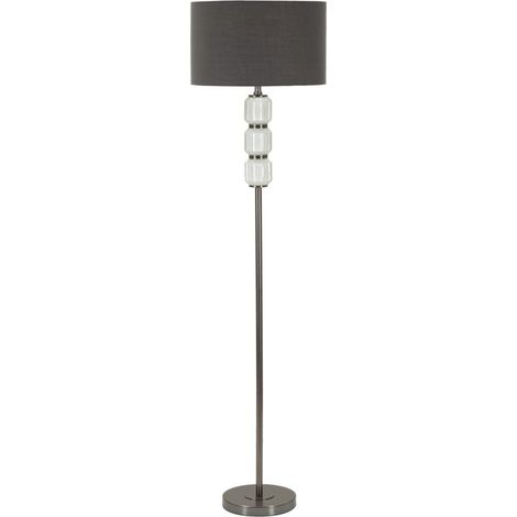 Lampada da terra Bright One in vetro bianco e grigio con paralume in tessuto — Ø 42,5 cm