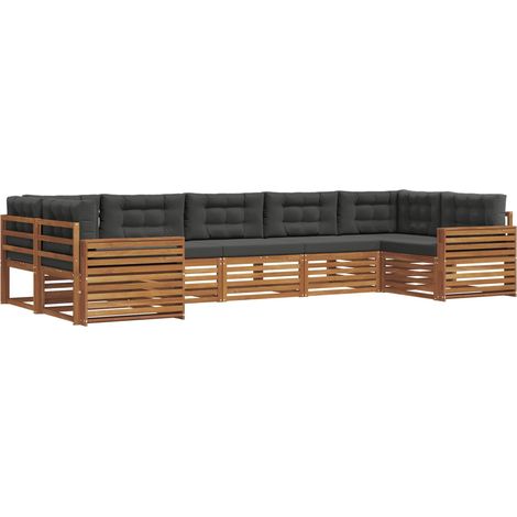Conjunto de sofás de exterior 7 uds. Natural y Antracita vidaXL (1/5)