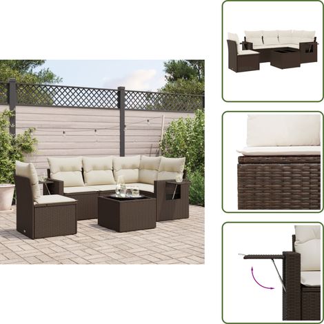 6-tlg. Garten-Sofagarnitur mit Kissen Braun Poly Rattan - Garten Sofagarnitur - Garten Sofagarnituren - Outdoor Sofagarnitur - Sofagarnitur Terrasse (1/5)