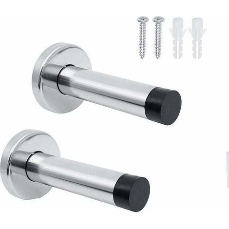 2-teiliger Türstopper aus Edelstahl für den Innenbereich, schallgedämmter, wandmontierter Türstopper, Befestigungsschrauben inklusive. (1/4)