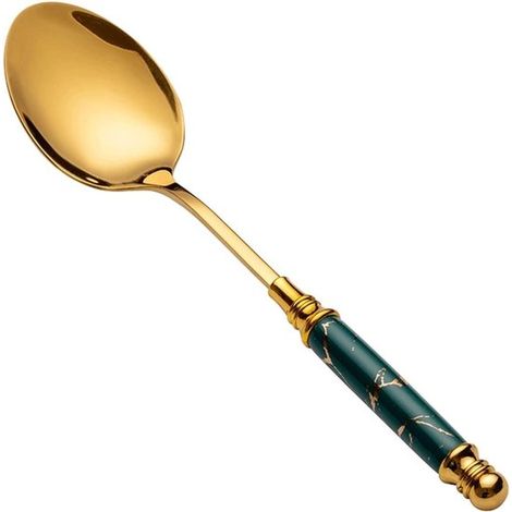 Cuillère vintage - âme en acier inoxydable, revêtement en céramique - design vert chic (1/5)