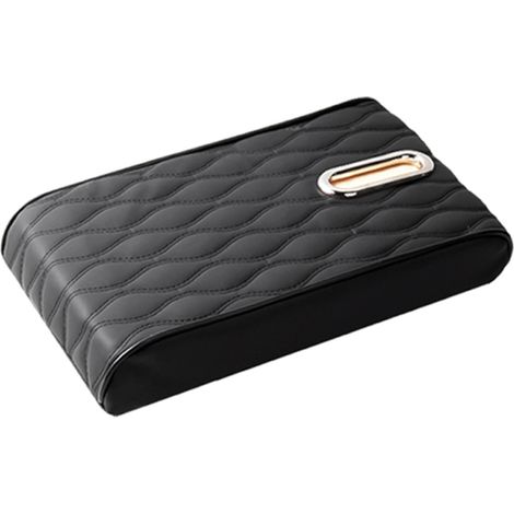Coussin de console centrale, housse universelle avec boîte à mouchoirs, protection en cuir et mousse (noir) (1/5)