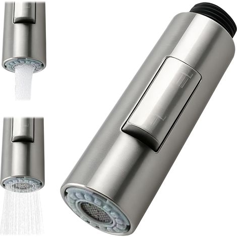 Embout Robinet Cuisine Douchette, Tête de Robinet de Rechange avec 2 Modes de Jet, Finition Chrome Brossé Anti-Calcaire, Bec de Mitigeur Évier pour Cuisine et Salle de Bain, Raccord G1/2 (1/5)