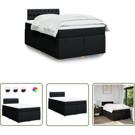 vidaXL Sommier à lattes de lit avec matelas Noir 120x200 cm Tissu (1/5)