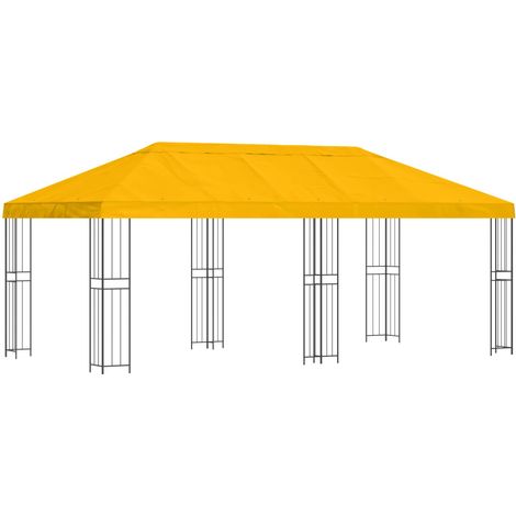 Gazebo con pareti laterali 6 x 3 m Giallo Poliestere e Acciaio vidaXL