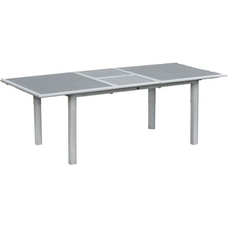 Inko Aluminium-Glastisch Spraystone silber/grau ausziehbar 170/220x100x74 cm Gartentisch Terrassenti
