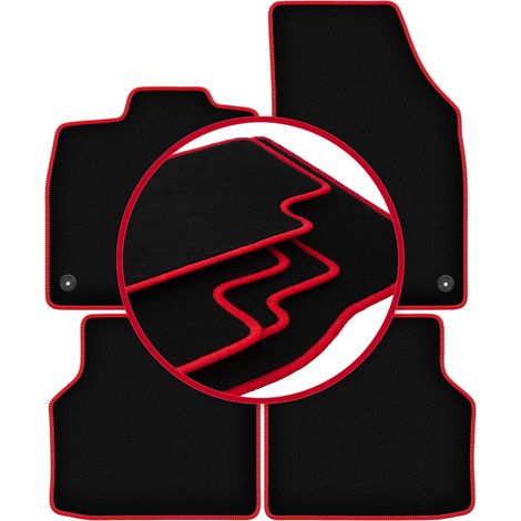 Tapis de sol en velours avec bordure rouge pour : Audi Q4 e-tron (2021-2022) (1/5)