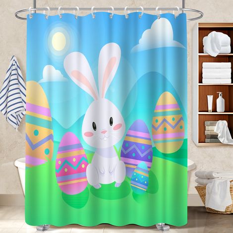 Ensemble rideau de douche polyester avec anneaux 180x180 avec anneaux rideau étanche pour votre chalet à la montagne (1/5)